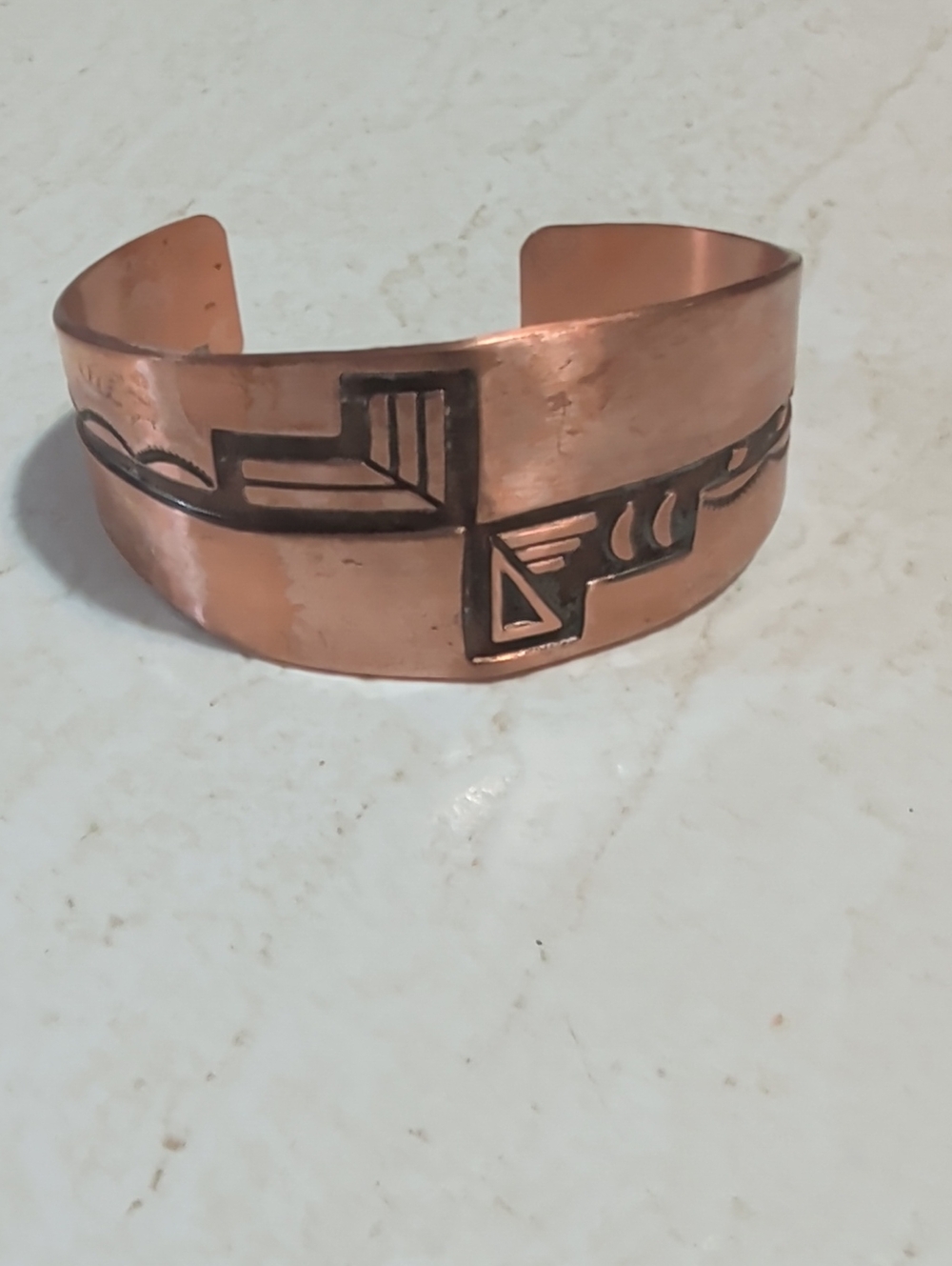 Copper Tribal-Engraved Cuff Bracelet - Copper Color